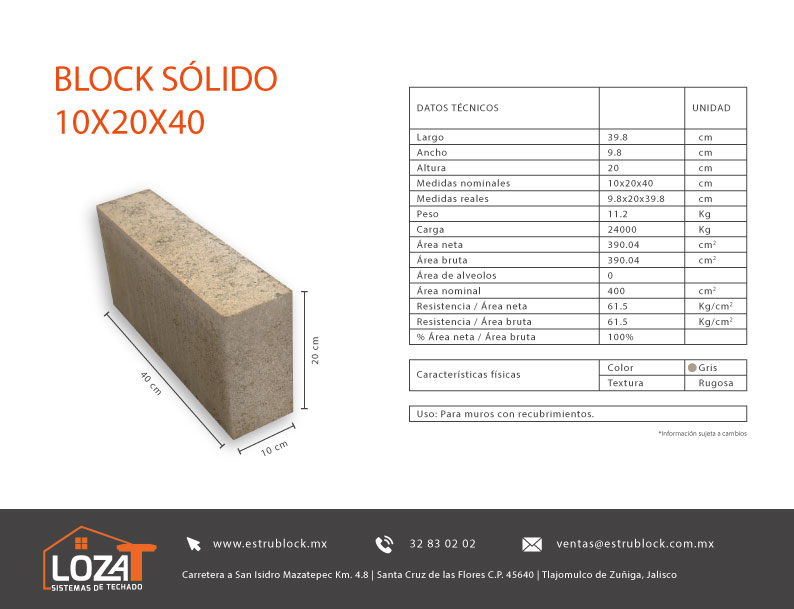 Tabicon 10x20x40 cm t102040