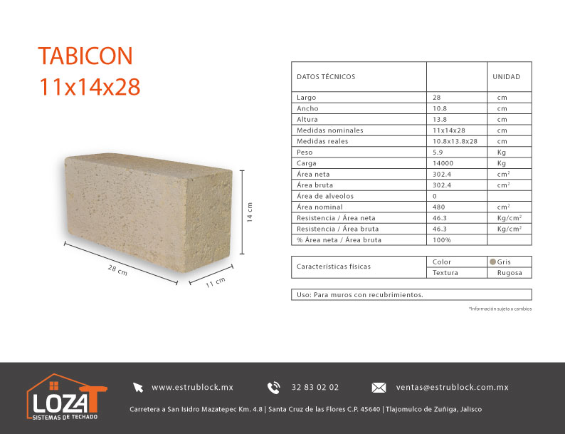 Tabicon 11x14x28 cm t111428