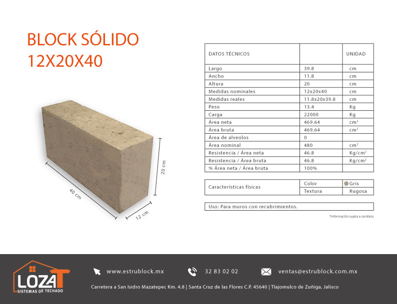 Tabicon 12x20x40 cm t122040