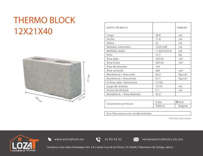 THERMOBLOCK 12x21x40 ALVEOLO REDONDO